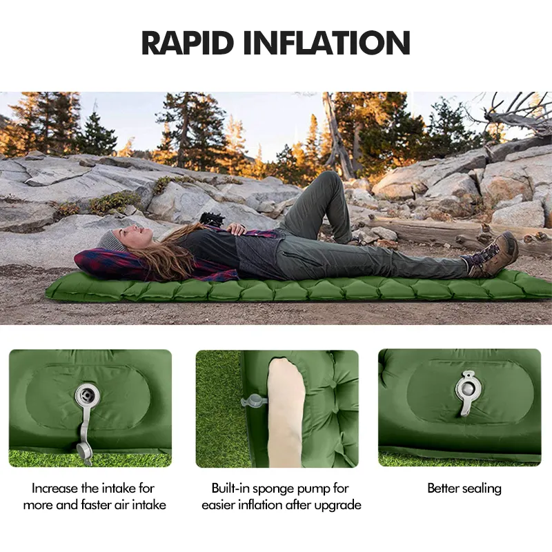 KingGear Camping Pad 2 Person with Pillow Built in Foot Pump Inflatable Sleeping Mat Double Sleeping Pad for Camping Hiking