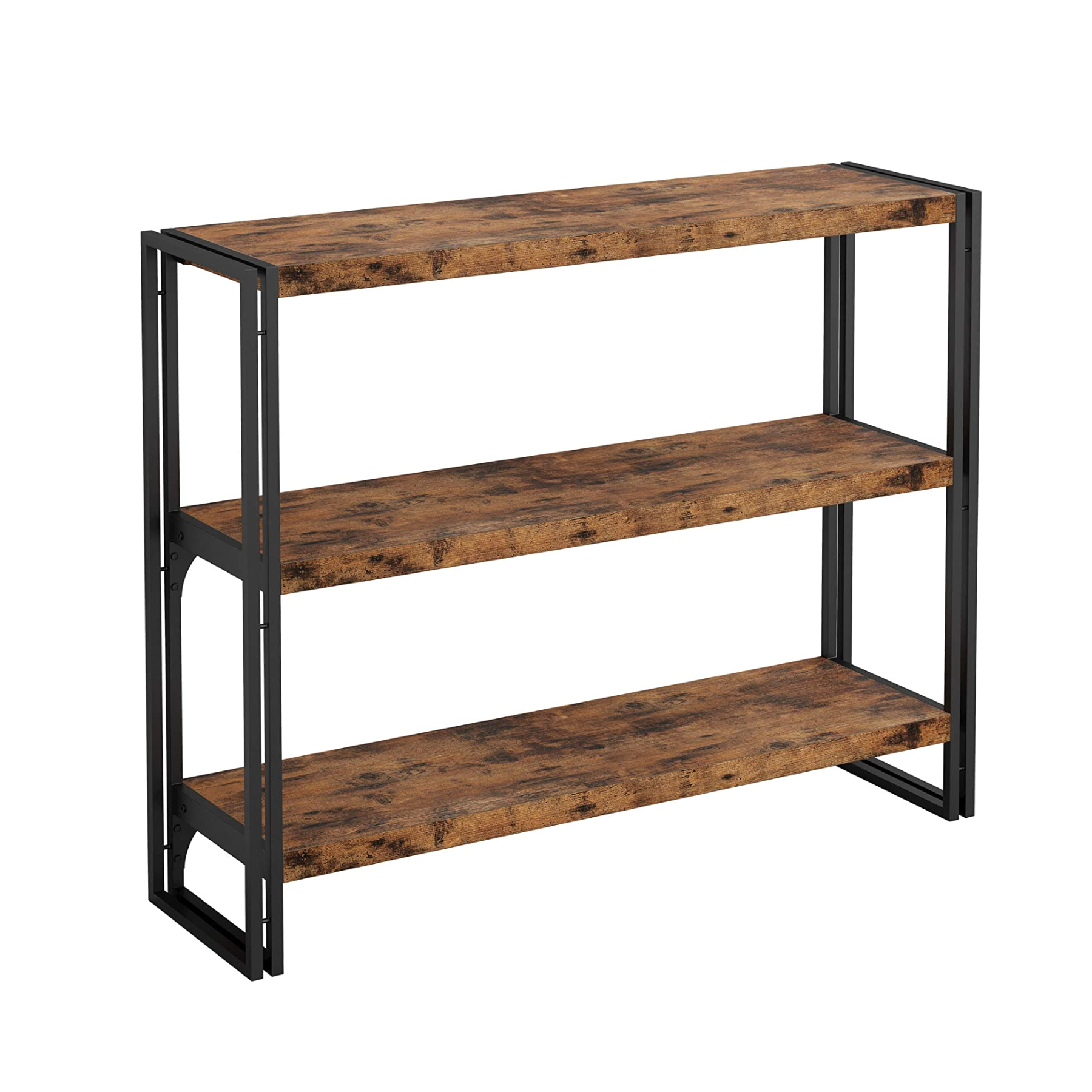 43 inch Bookshelf 3-tier Industrial Bookcase Wood Storage Shelf