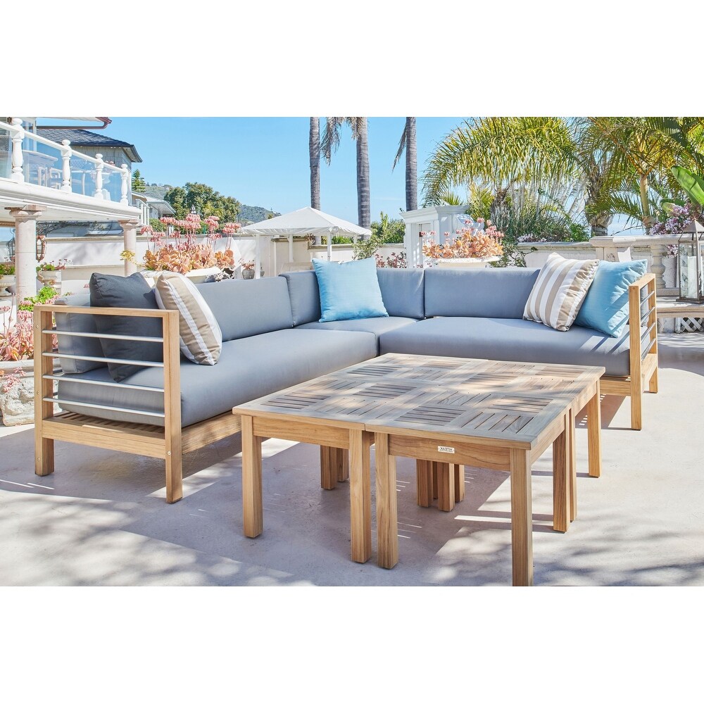 Leon Teak Outdoor Sectional Corner with Sunbrella Cushion