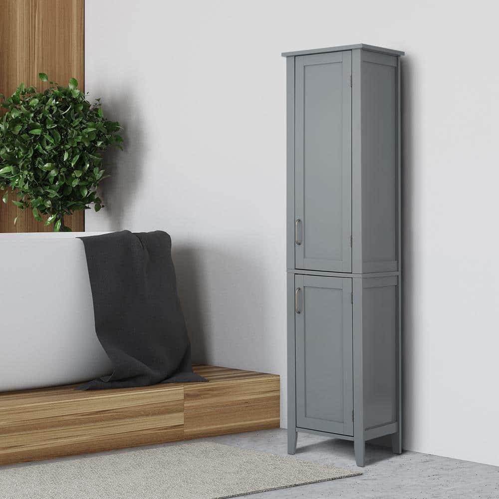 Teamson Home Mercer Mid Century 1496 in W x 13 in D x 6267 in H Gray Modern Wooden Linen Cabinet