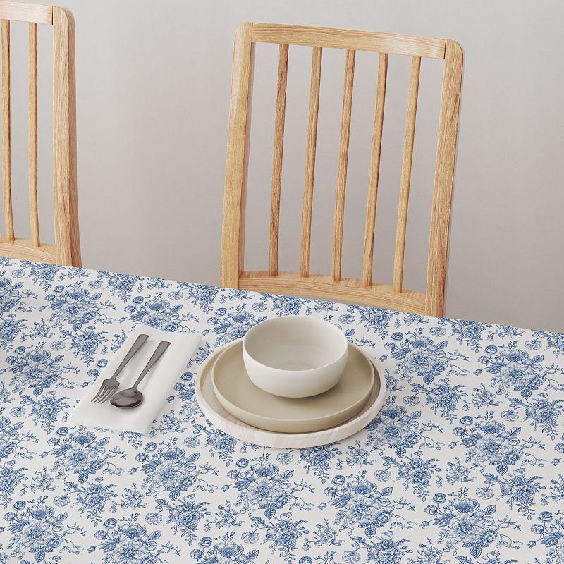 Square Tablecloth， 100% Cotton， 60x60， Bouquet of Blue Flowers