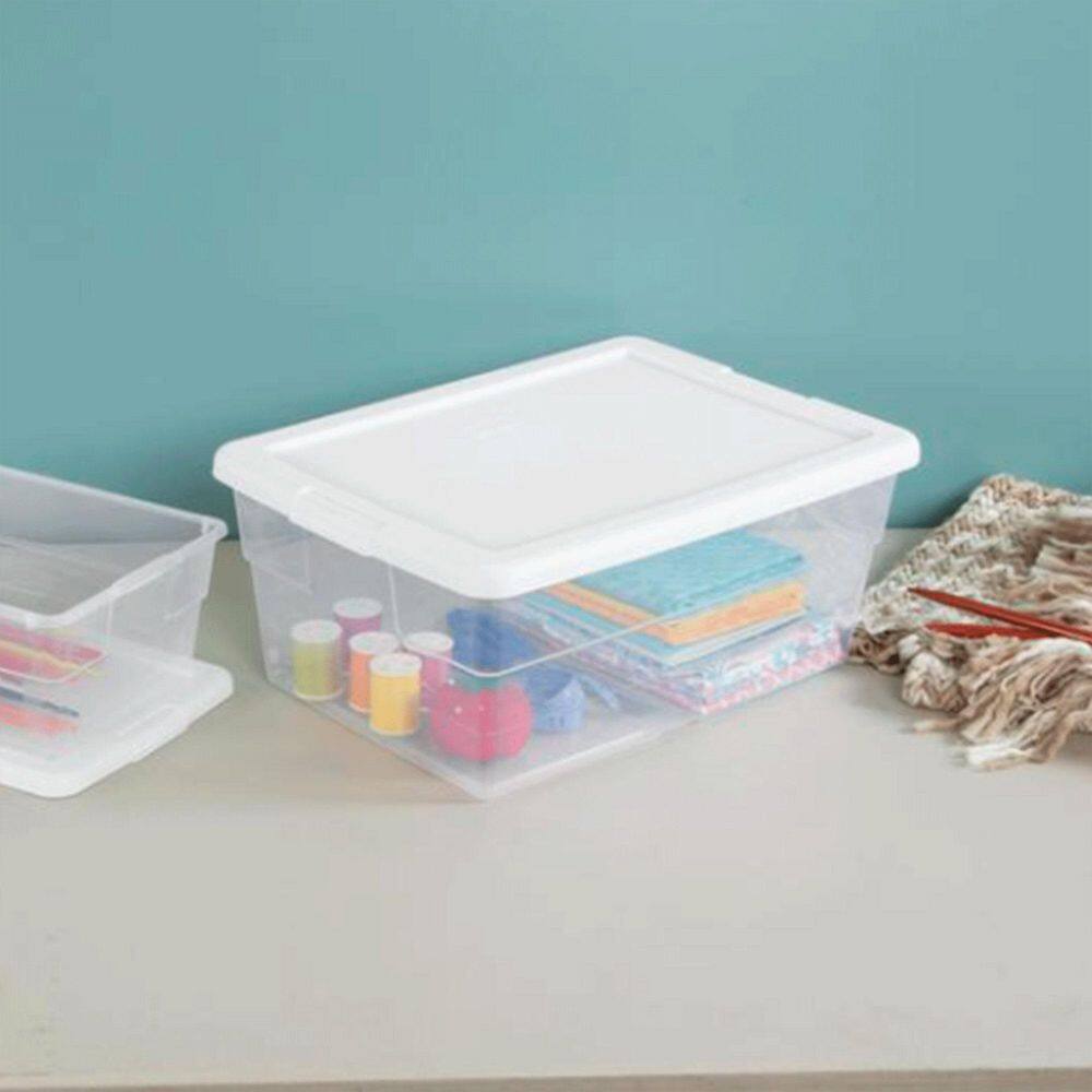 Sterilite 16 Qt. Plastic Storage Container in Clear 12-Pack and 6 Qt. Plastic Storage Container in Clear 24-Pack 12 x 16448012 + 24 x 16428012