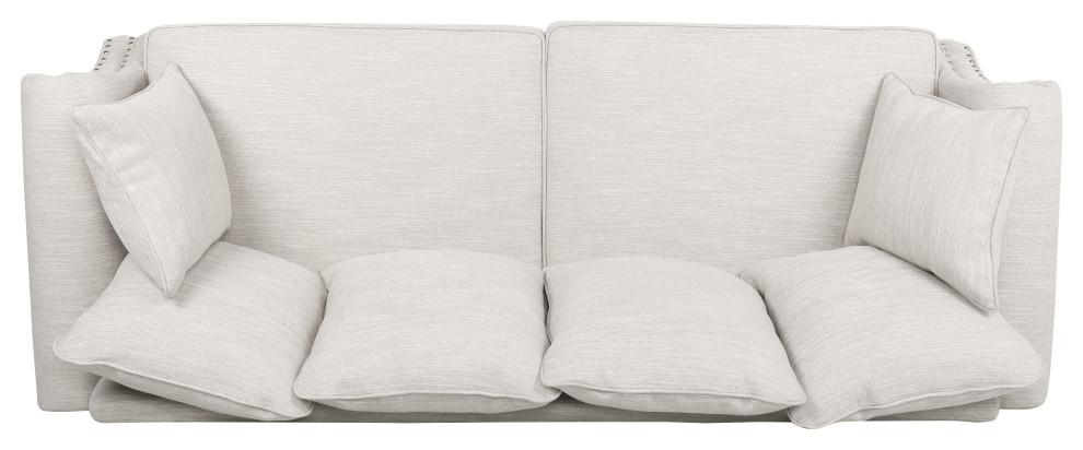 Bonny Fabric Pillowback 3 Seater Sofa With Nailhead Trim   Traditional   Sofas   by GDFStudio  Houzz