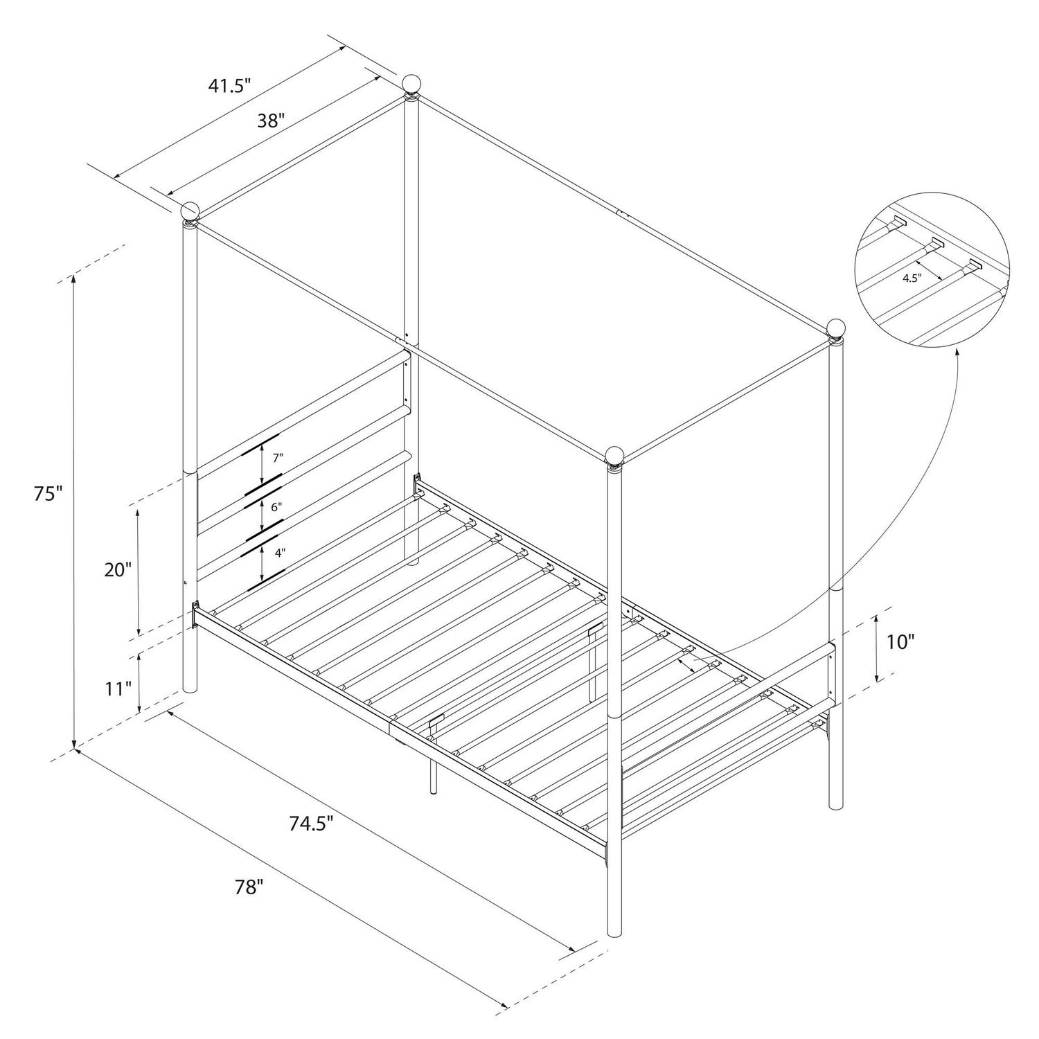 Mainstays Metal Canopy Bed， Off White