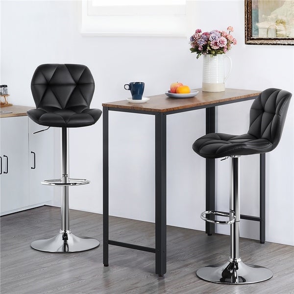 Yaheetech Adjustable Faux Leather Swivel Armless Bar Stool， Set of 2