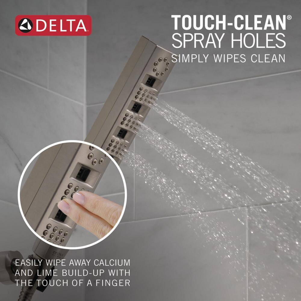 Delta 4-Spray Patterns 1.75 GPM 1.43 in. Wall Mount Handheld Shower Head with H2Okinetic in Lumicoat Stainless 55140-SS-PR