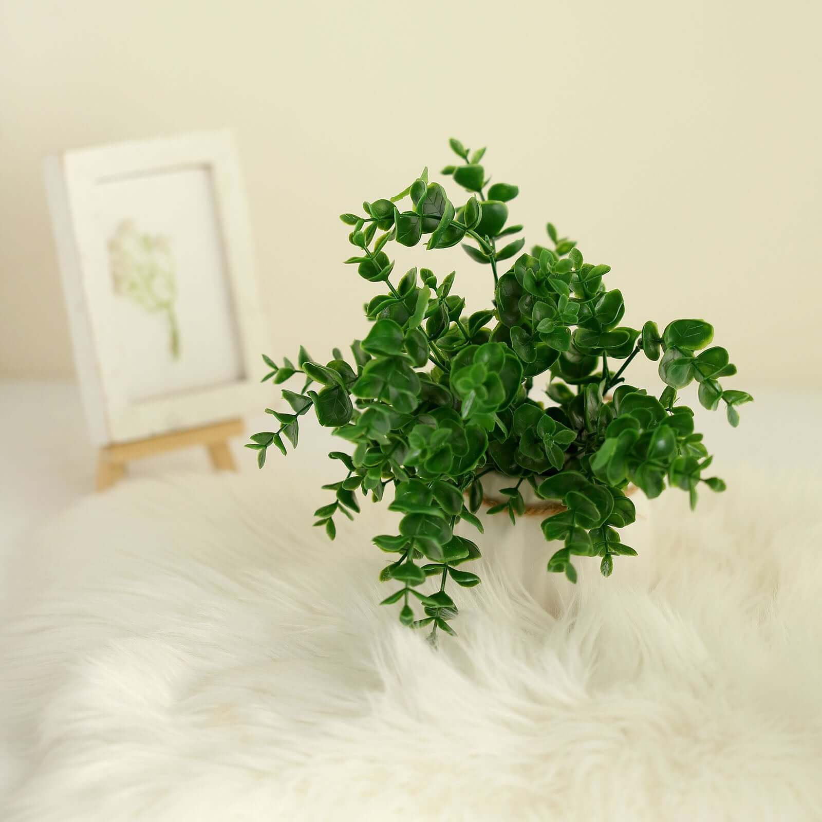 3 Stems Artificial Eucalyptus Bush, Faux Greenery Bouquet Plants 13