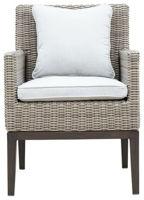 Marina Gray Aluminum Patio Arm Chair   Tropical   Outdoor Dining Chairs   by Homesquare  Houzz