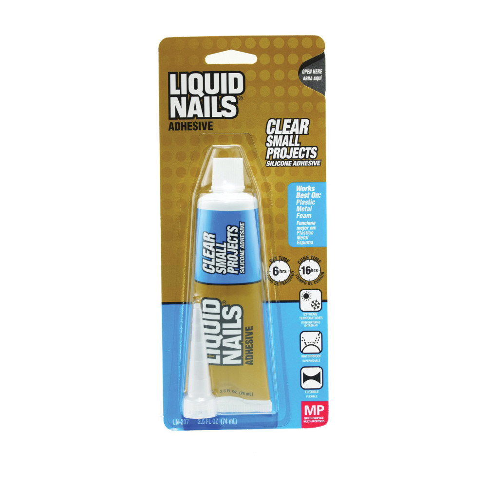 Liquid Nails Silicone Adhesive Clear Small Projects 2.5oz ;