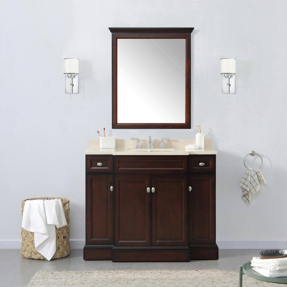 Home Decorators Collection Teagen 29.00 in. W x 34.00 in. H Framed Rectangular Beveled Edge Bathroom Vanity Mirror in Dark Espresso Teagen MR-EB