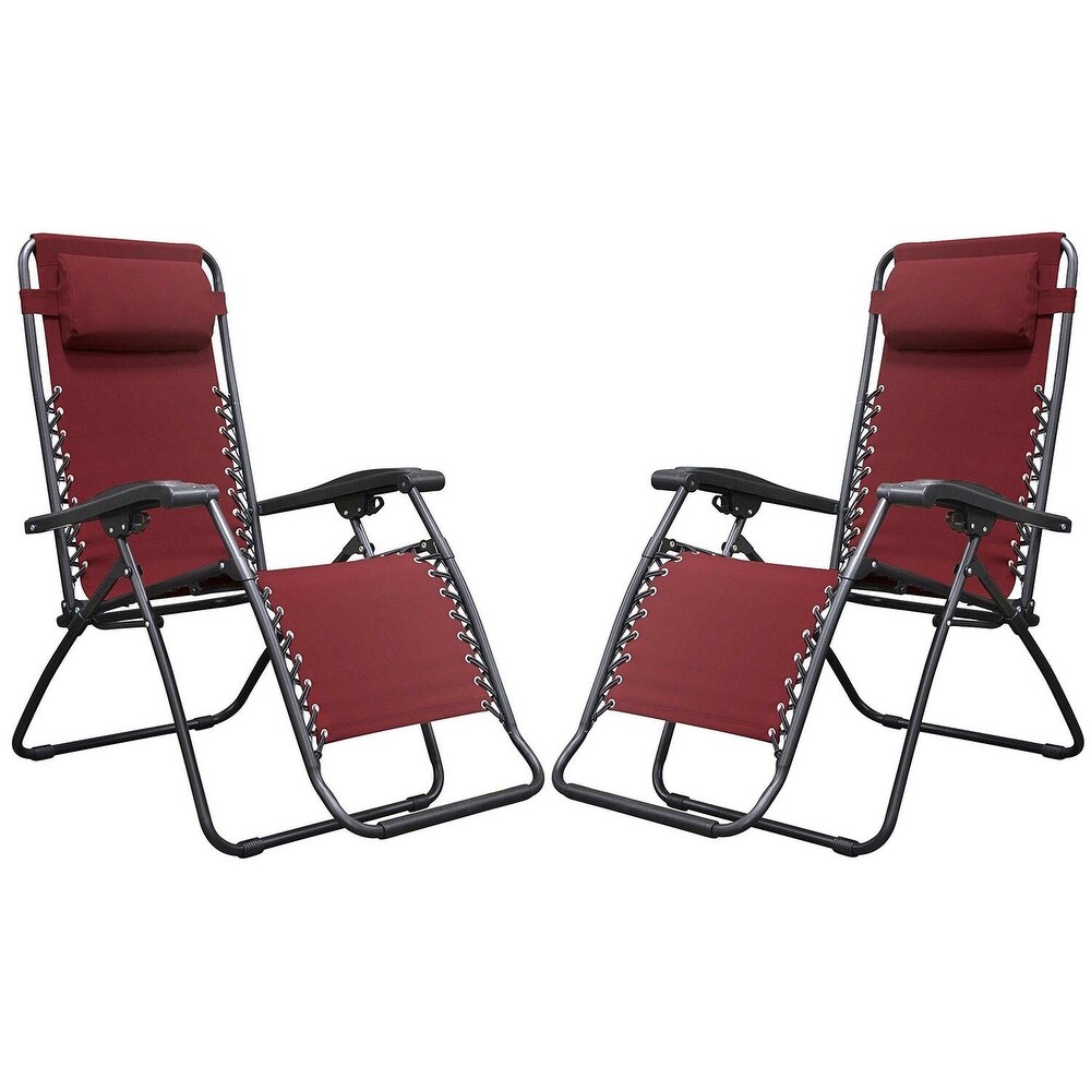 Zero Gravity Lounge Chairs Set of 2  Outdoor Patio Camping Reclining Lawn Chairs with Armrest  Headrest