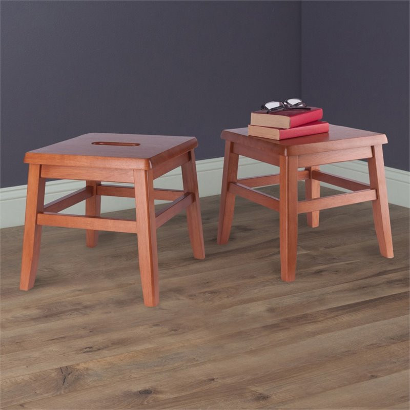 Winsome Kaya Transitional Solid Wood Conductor Stool in Coffee (Set of 2)   Transitional   Coffee Table Sets   by Homesquare  Houzz