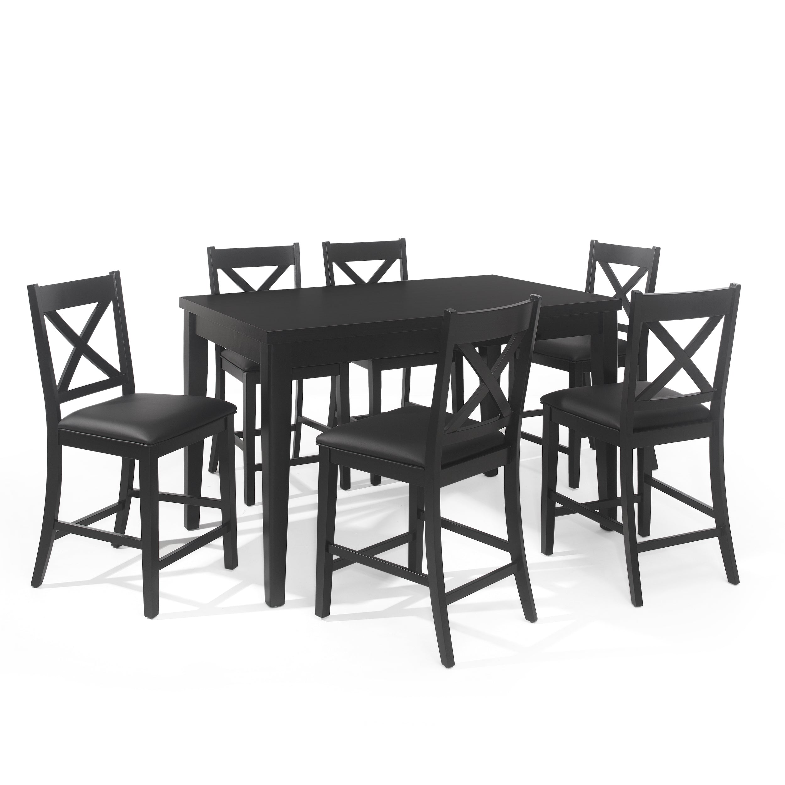 Lenhart Farmhouse Wood Counter Height 7 Piece Dining Set