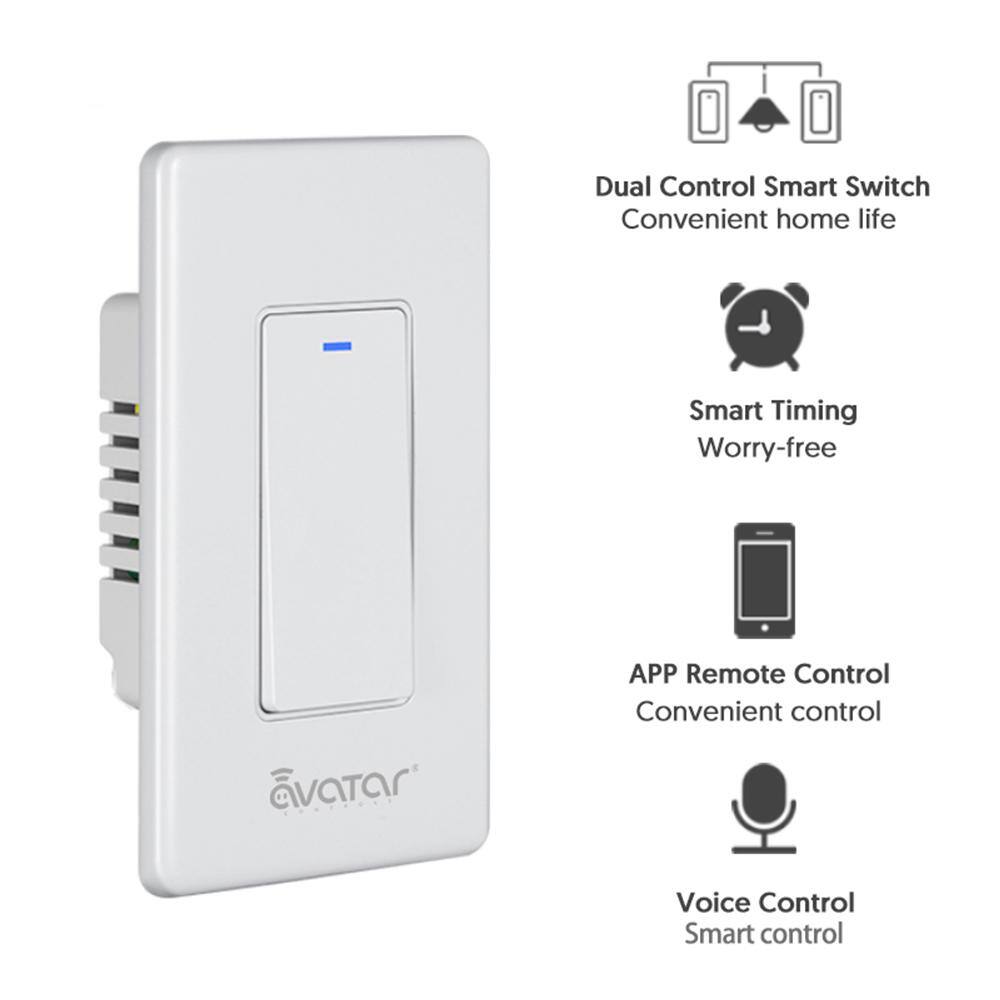 AVATAR CONTROLS Smart 3-Way Rocker Light Switch White AWS05F