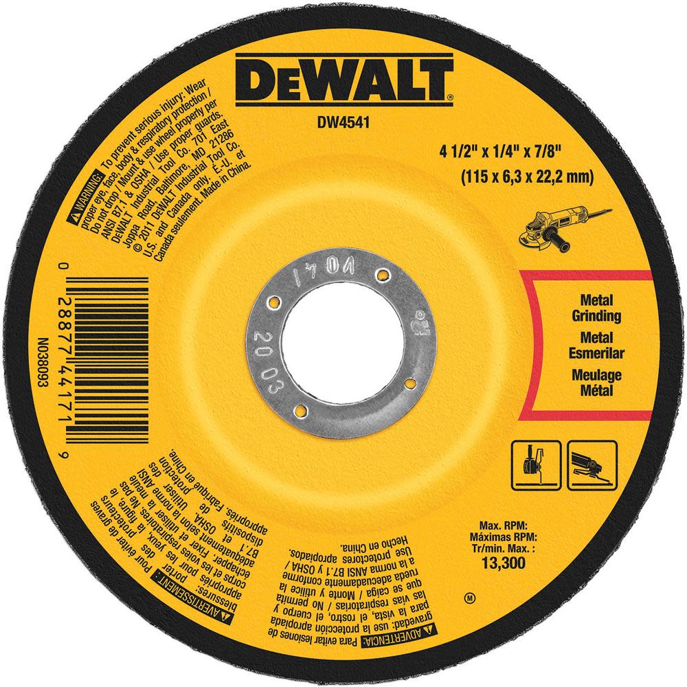 DEWALT 4-1/2 In. x 1/4 In. x 7/8 In. Fast Cutting Abrasive DW4541 from DEWALT