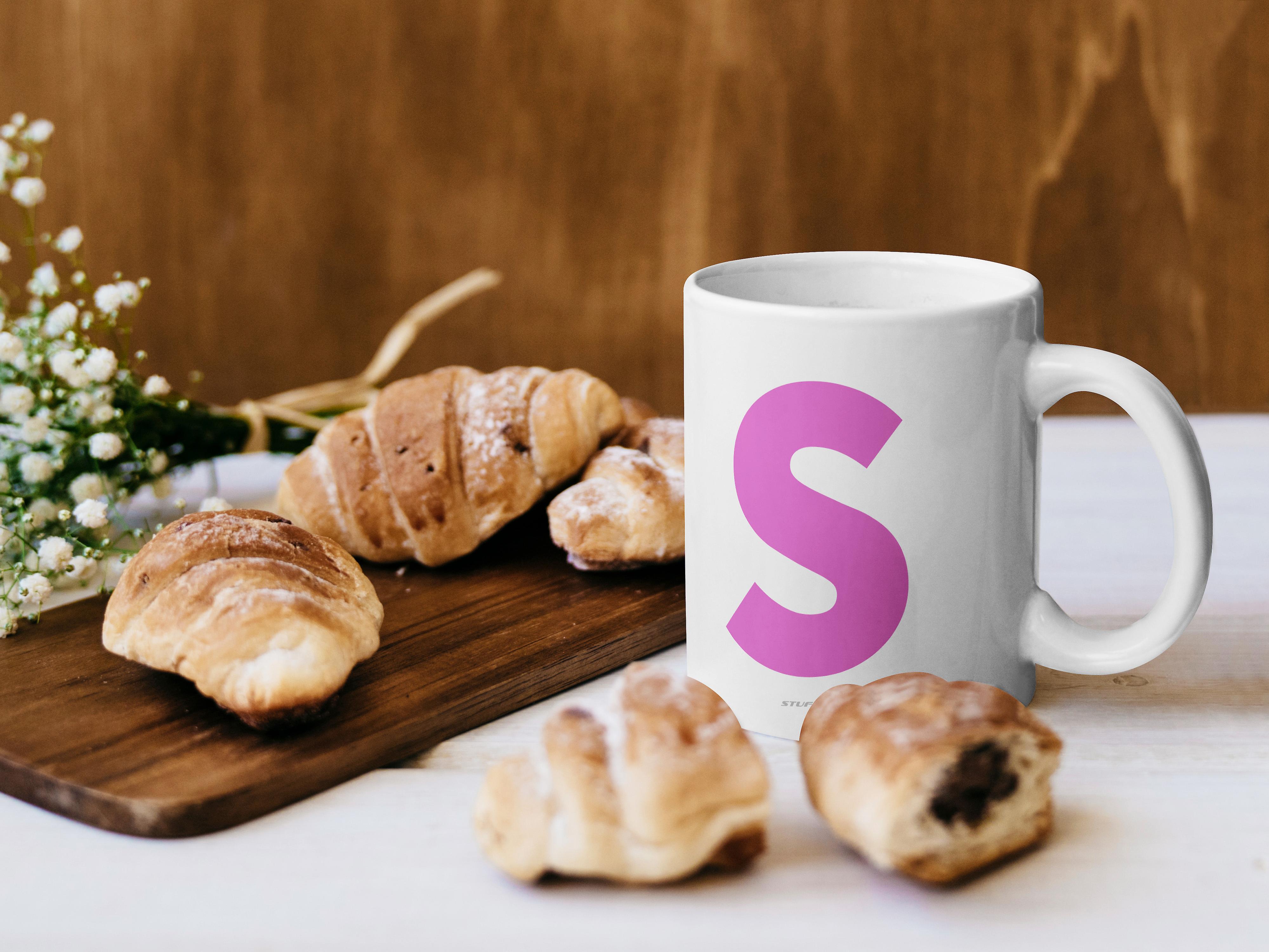 Personalised Initial Pink S Mug Gifts Him Her Fathers Mothers Day Birthday Xmas 11oz Premium Cup