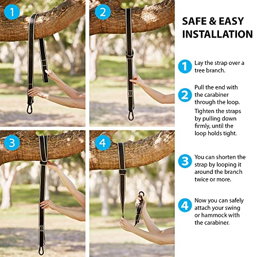 Outdoor People Co Set of 2 Tree Swing 10ft Strap Hanging kit with Travel Carry Handy Bag with Safe Lock Carabiners and Hooks，2500lbs Breaking Strength for Securing Hammocks-Tree Swings and Tires