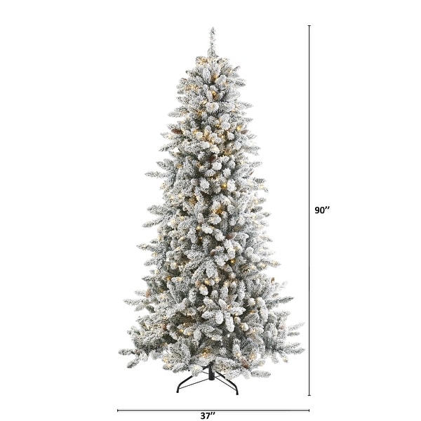 7.5' Flocked Livingston Fir Christmas Tree with 500 Clear Lights