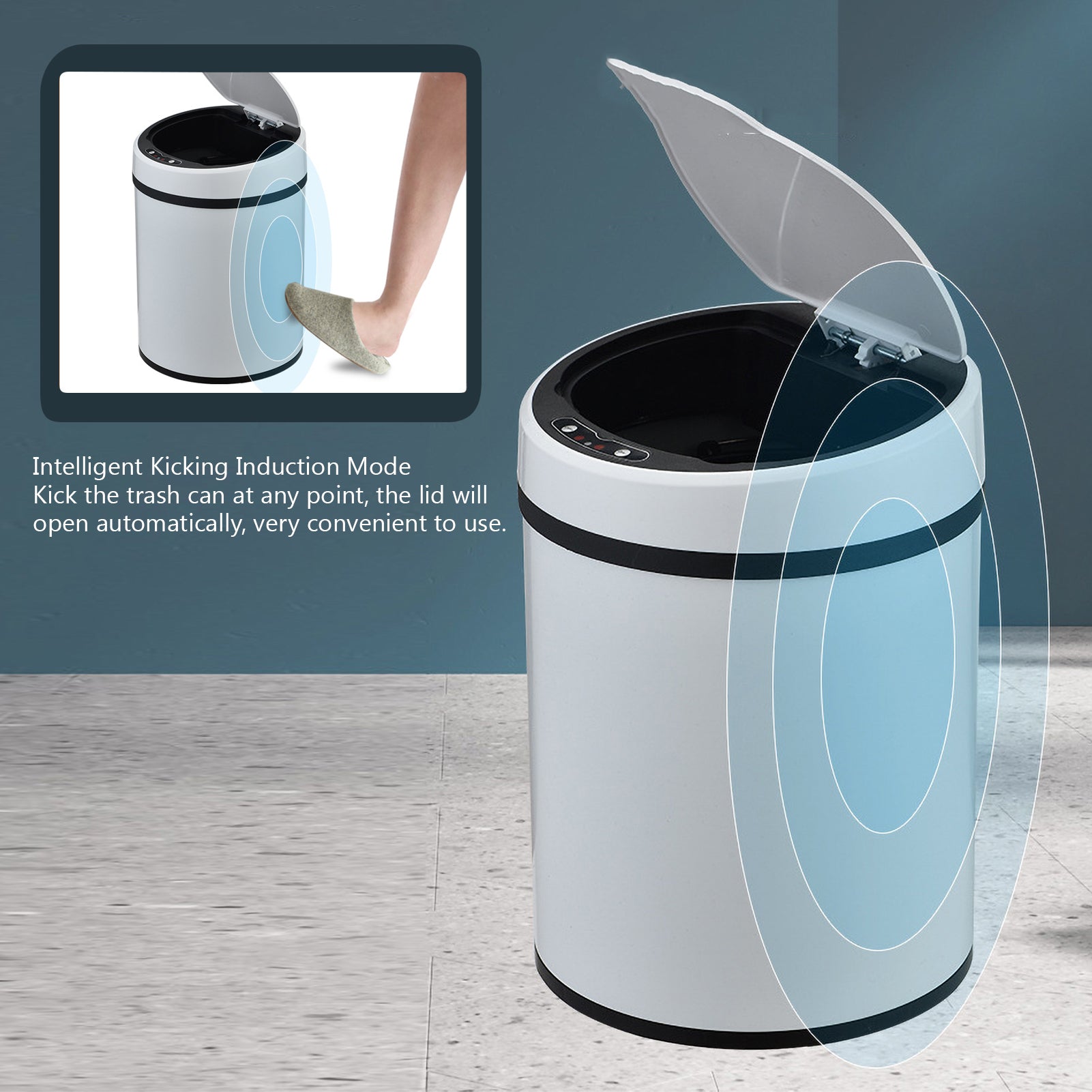 8L Automatic Inductive Trash Can USB Rechargeable Touchless Smart Sensor Waste Basket Dustbin for Home Kitchen Office Bedroom Living Room