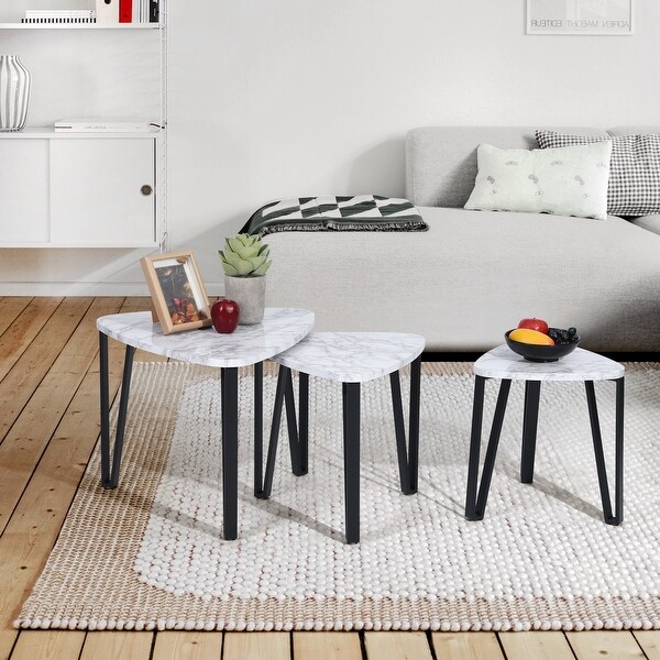 Homylin Nesting Coffee Table Set - Black/Brown- 3-Piece