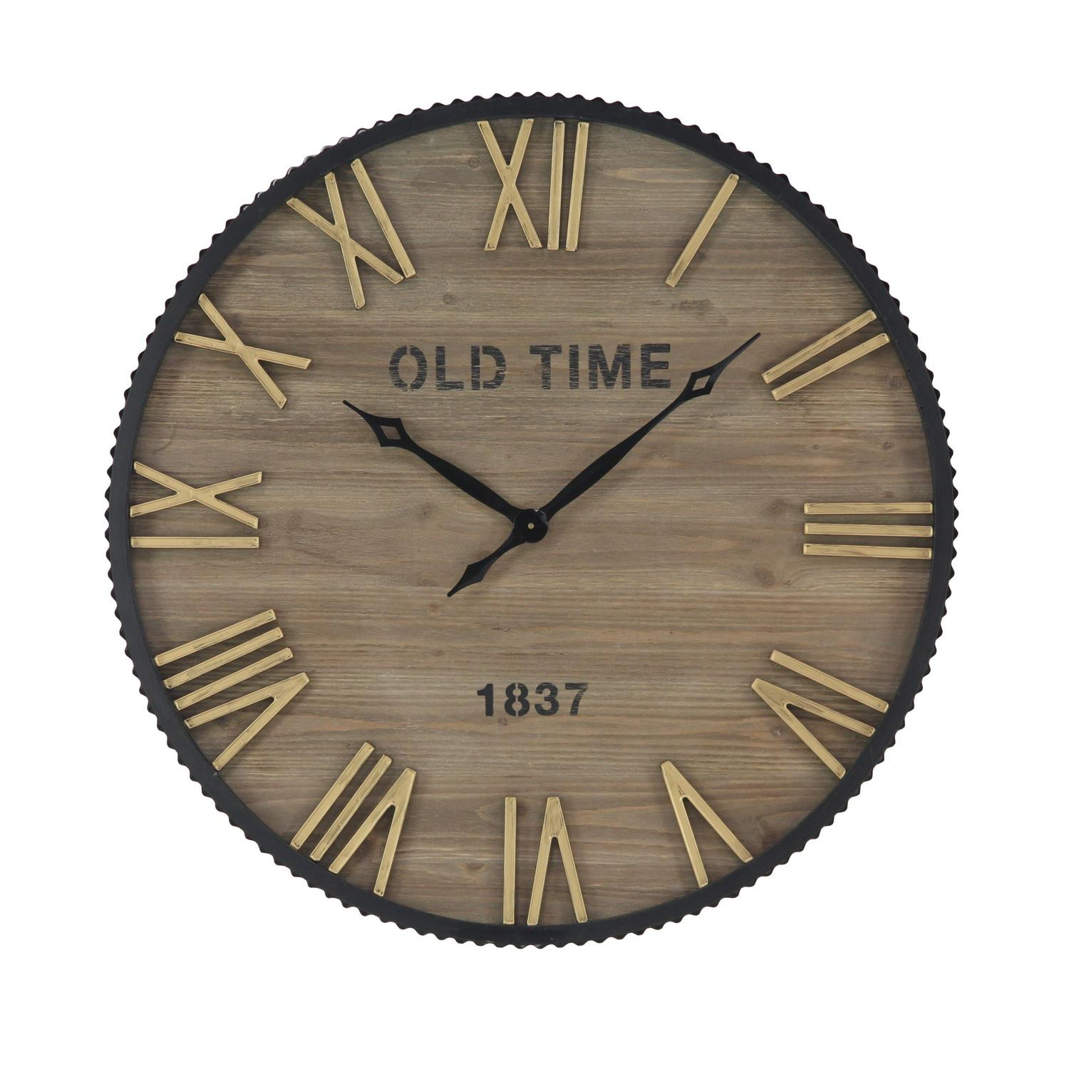 DecMode 36 x 36 In. Brown Wood Farmhouse Wall Clock