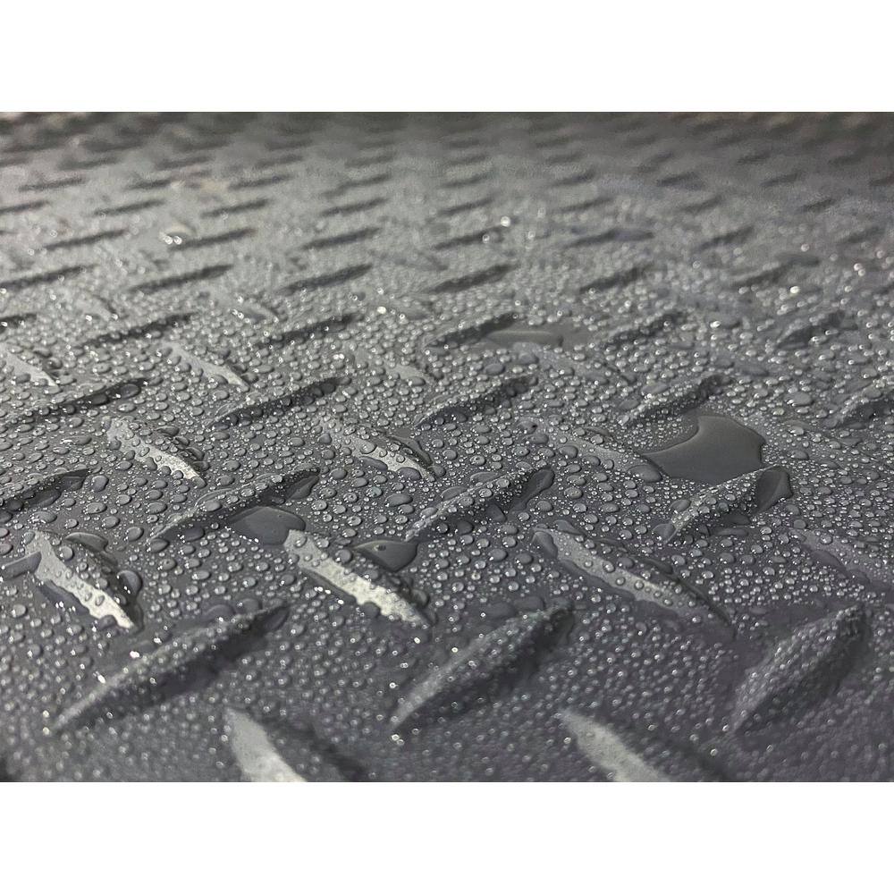 HDX 7.5 ft. W x 14 ft. L Midnight Black Diamond Plate Commercial Vinyl PVC Garage Flooring HX45DT714MBRET