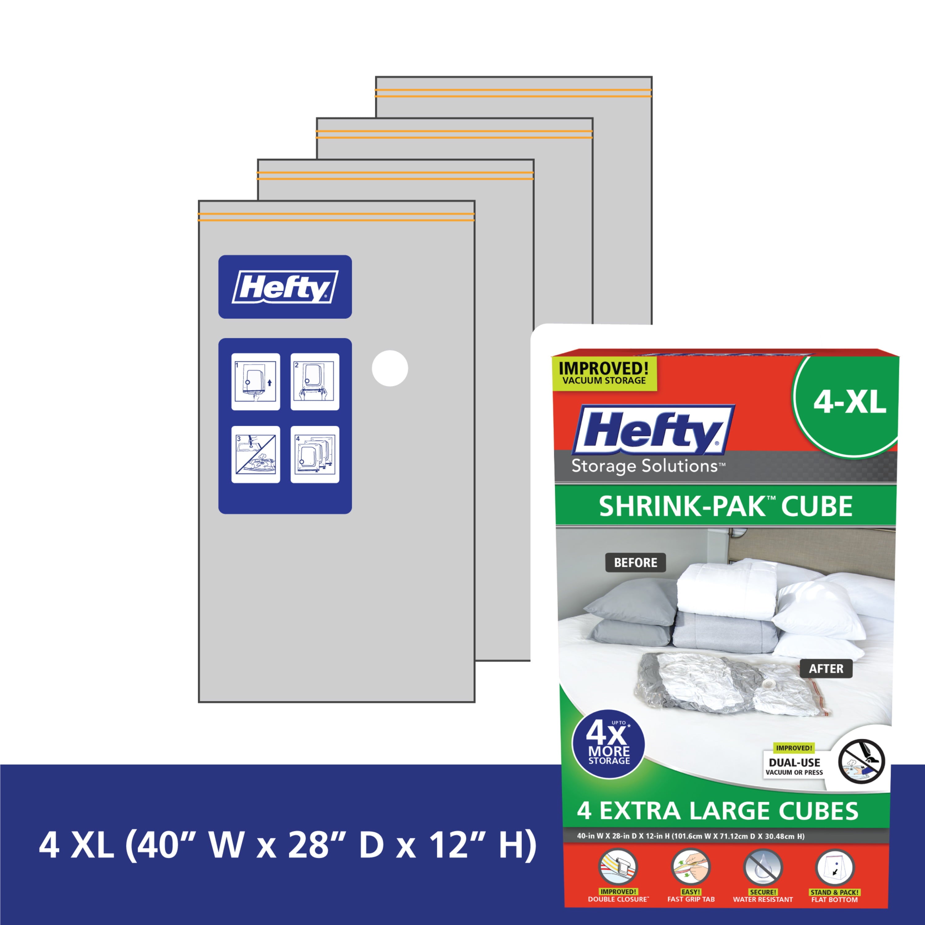 Hefty SHRINK-PAK 4 XL Vacuum Storage Cubes