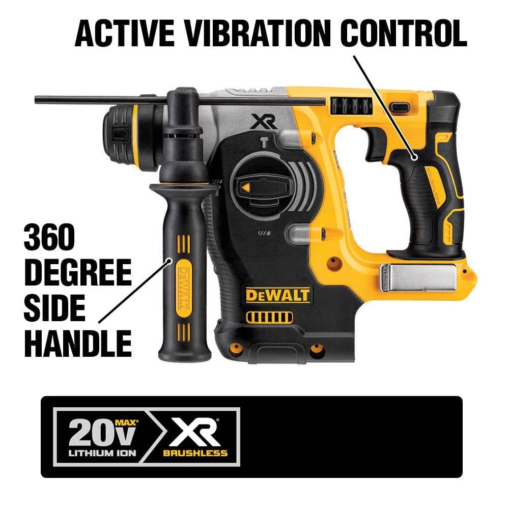 DEWALT 20V MAX XR Cordless Brushless 1 in. SDS Plus L-Shape Rotary Hammer, (1) 20V Lithium-Ion 5.0Ah Battery, and Charger DCB205CKWDCH273B