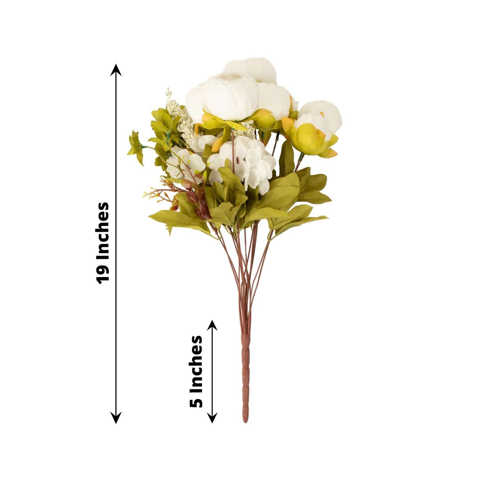 2 Pack White Artificial Peony Flower Wedding Bouquets, Faux Silk Flower Arrangements 19