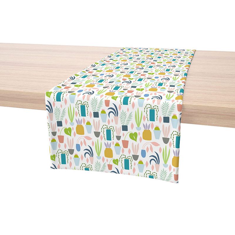 Table Runner， 100% Cotton， 16x108， Houseplant Collection