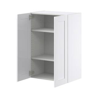 J COLLECTION Mancos Glacier White Shaker Assembled Wall Kitchen Cabinet with Full Height Door (24 in. W x 35 in. H x 14 in. D) DSW2435-2(LR)-MN