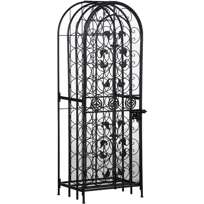 HOMCOM 45 Bottle Modern Wine Organizer Decorative Portable Wrought Iron Wine Rack Jail