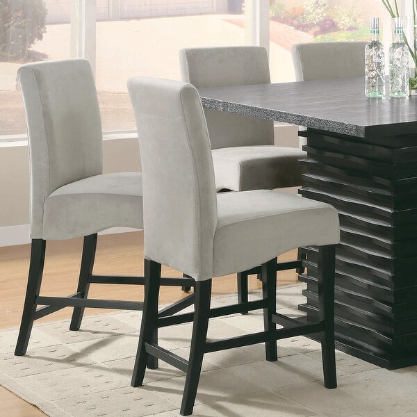 Classic Grey Upholstery with Black Finished Legs Counter Height Dining Stools (Set of 2)