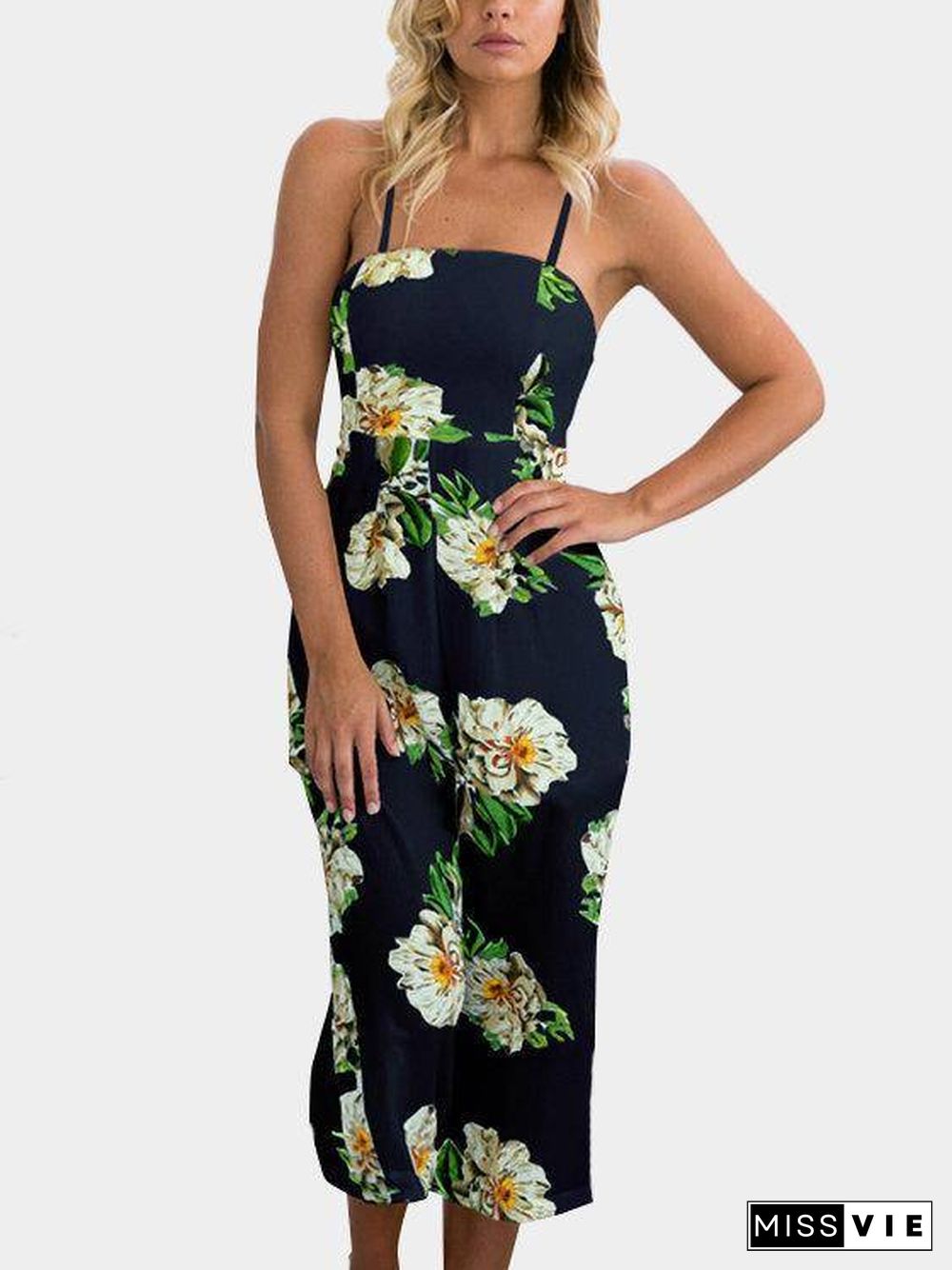 Floral Print Wide Leg Jumpsuit