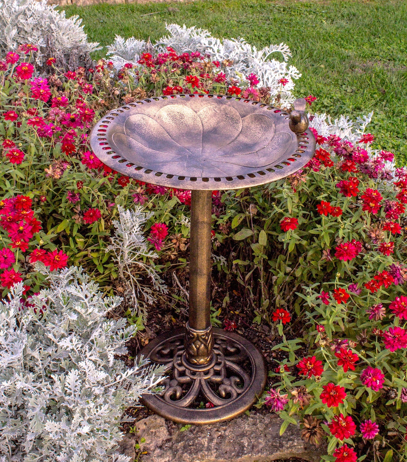 Backyard Expressions 29 Inch Polyresin Lightweight Outdoor Garden Bird Bath - Bronze