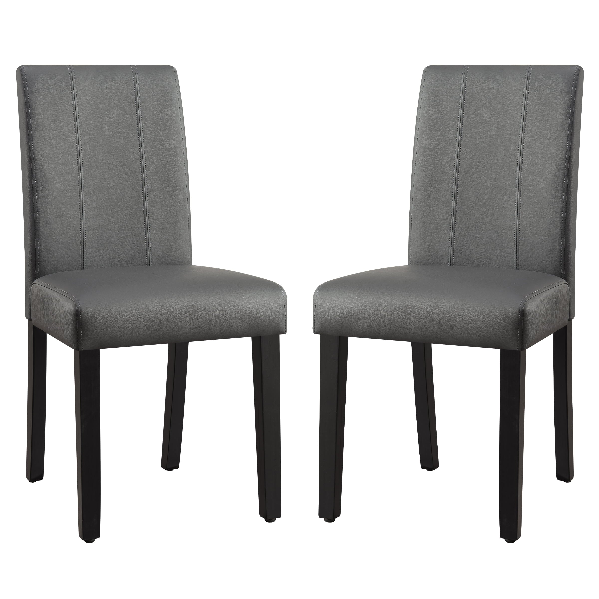 Subrtex Faux Leather Indoor Dining Chair Set of 2， Modern Mid-Century Chairs for Home， Gray