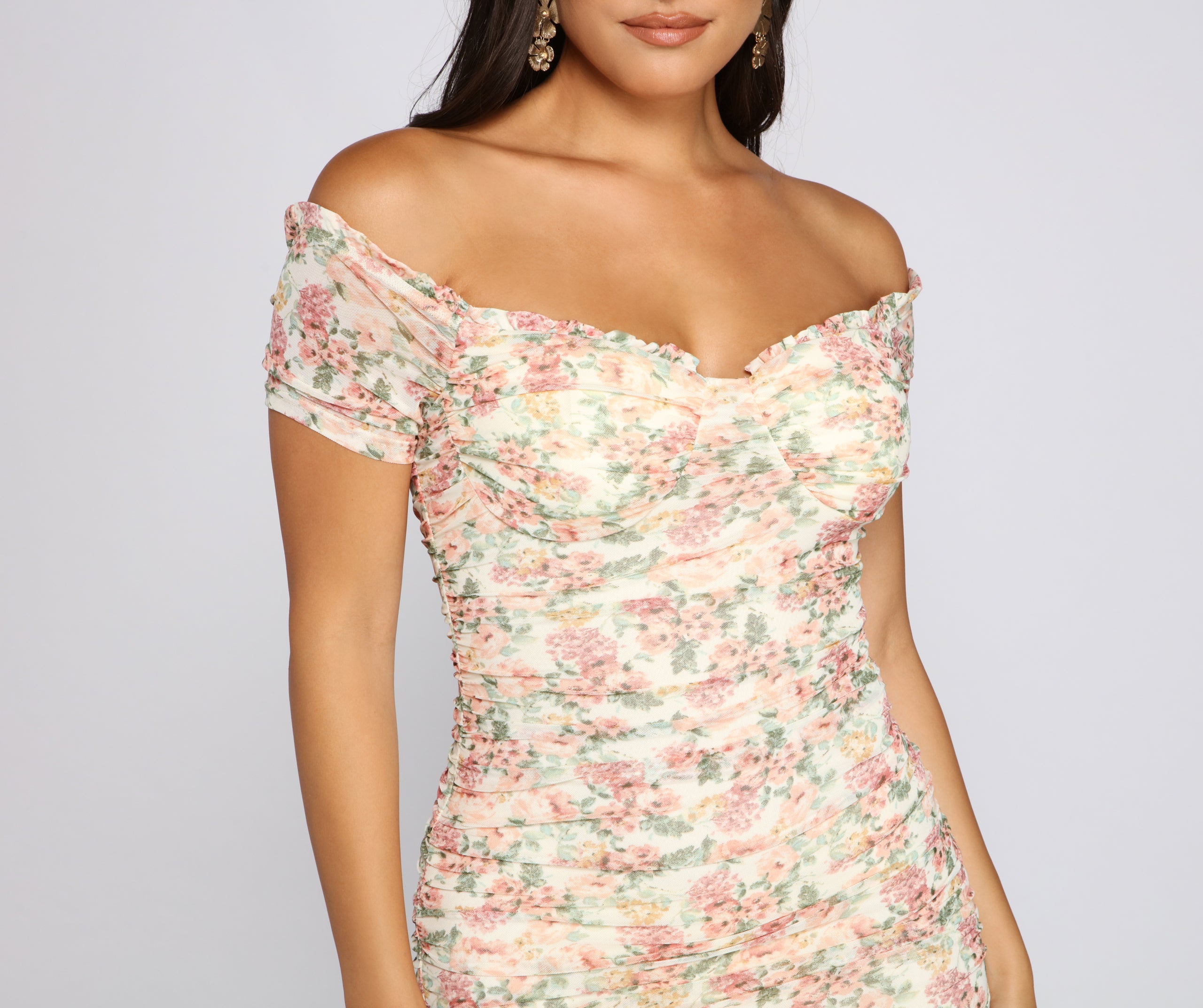 Floral Pop Ruffled Mini Dress