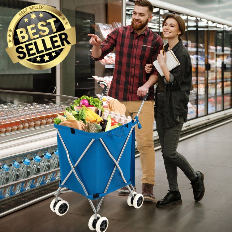 Best 90L Sturdy Folding Shopping Utility Cart With 360 Swivel Wheels