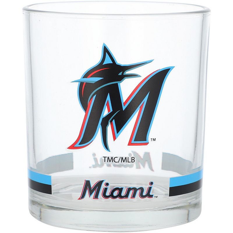 Miami Marlins Banded Rocks Glass