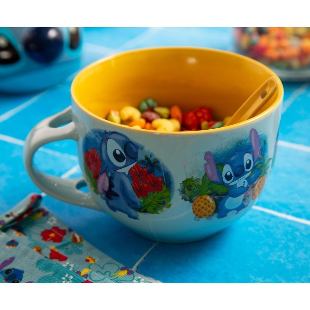 Silver Buffalo Disney Lilo amp Stitch Ceramic Soup Mug With Spoon Holds 24 Ounces