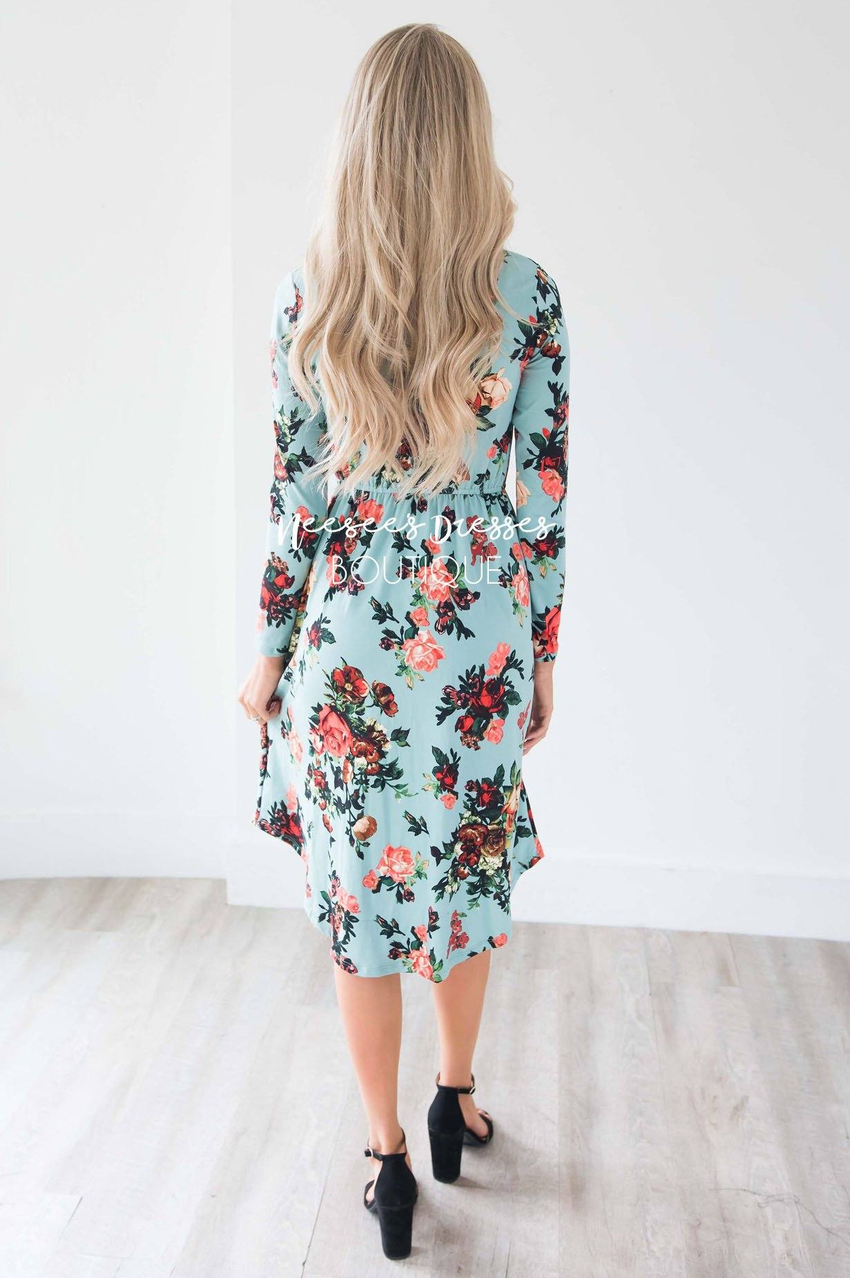 Mint In Bloom Long Sleeves Dress