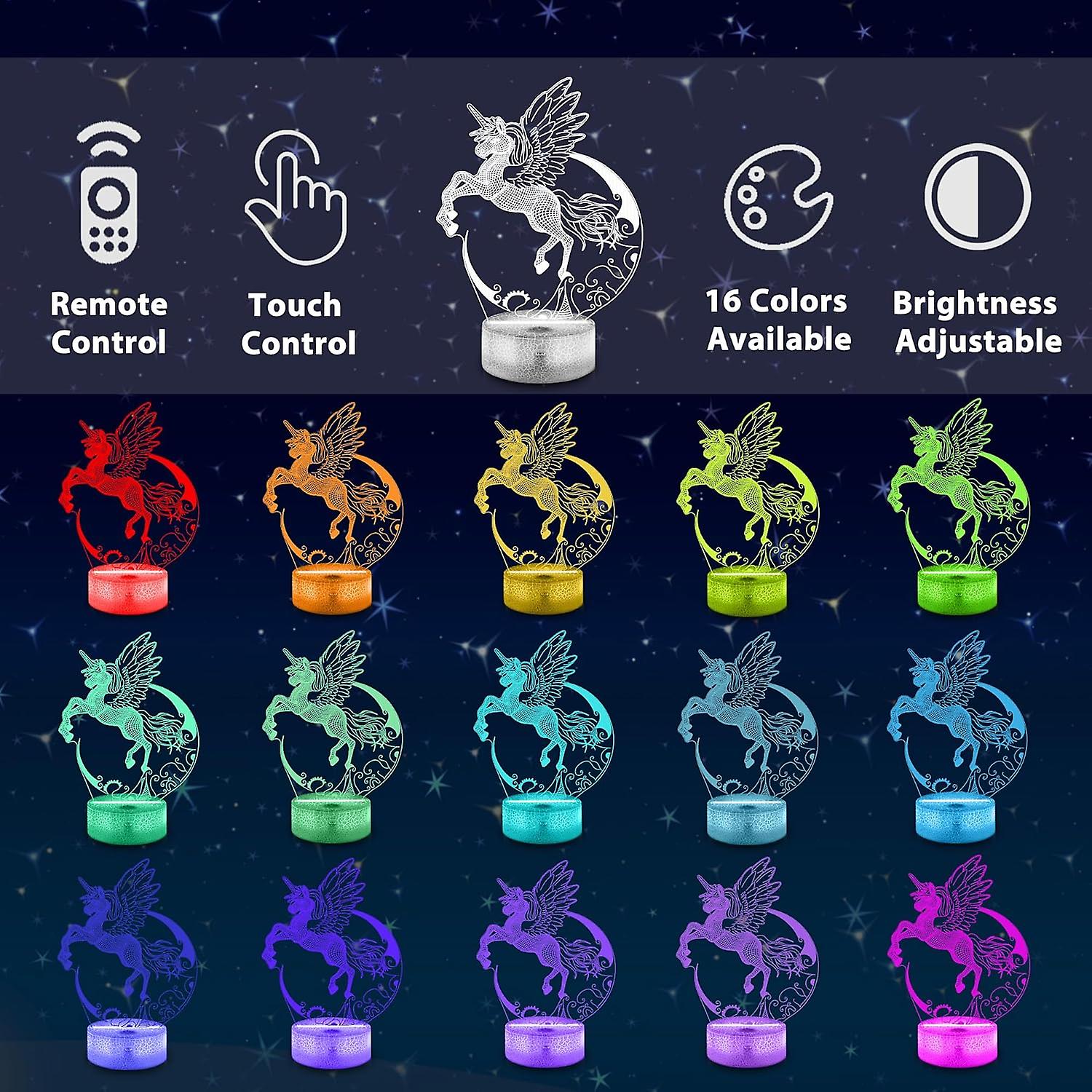 Unicorn Series 3d Desk Lamp Led Lamp Creative Gift Visual Three-dimensional Colorful Night Light