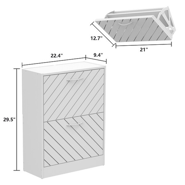 FUFUandGAGA Freestanding 2 Flip Drawers Shoe Cabinet Storage Organizer - - 35478227