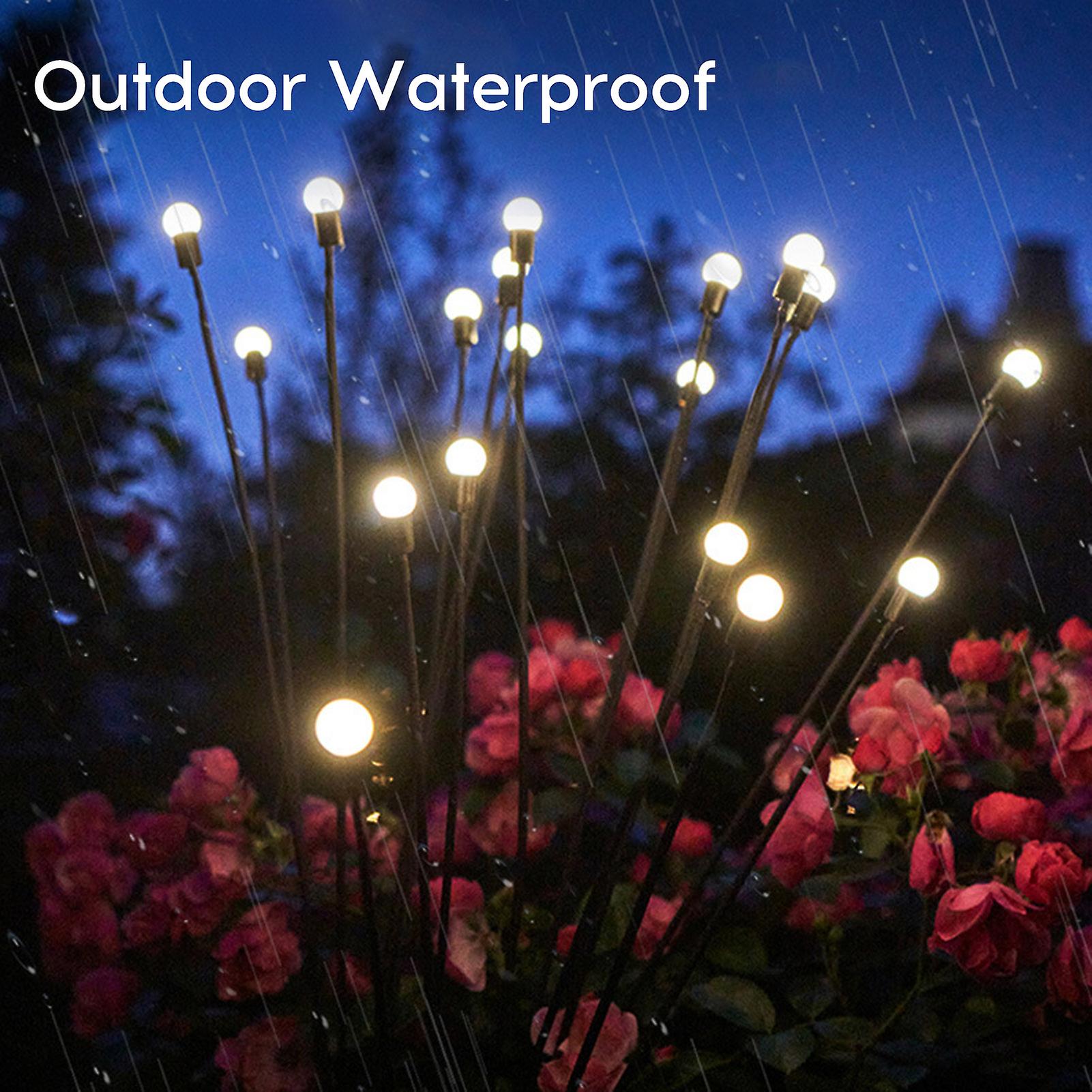 2 Packs 6-head Solar Swaying Firefly Lamps Intelligent Light Control Outdoor Waterproof Ground Plug Garden Atmosphere Decoration No.262557