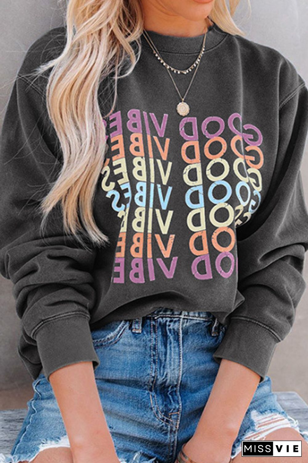 KarliDress Good Vibes Graphic Sweatshirt P12561