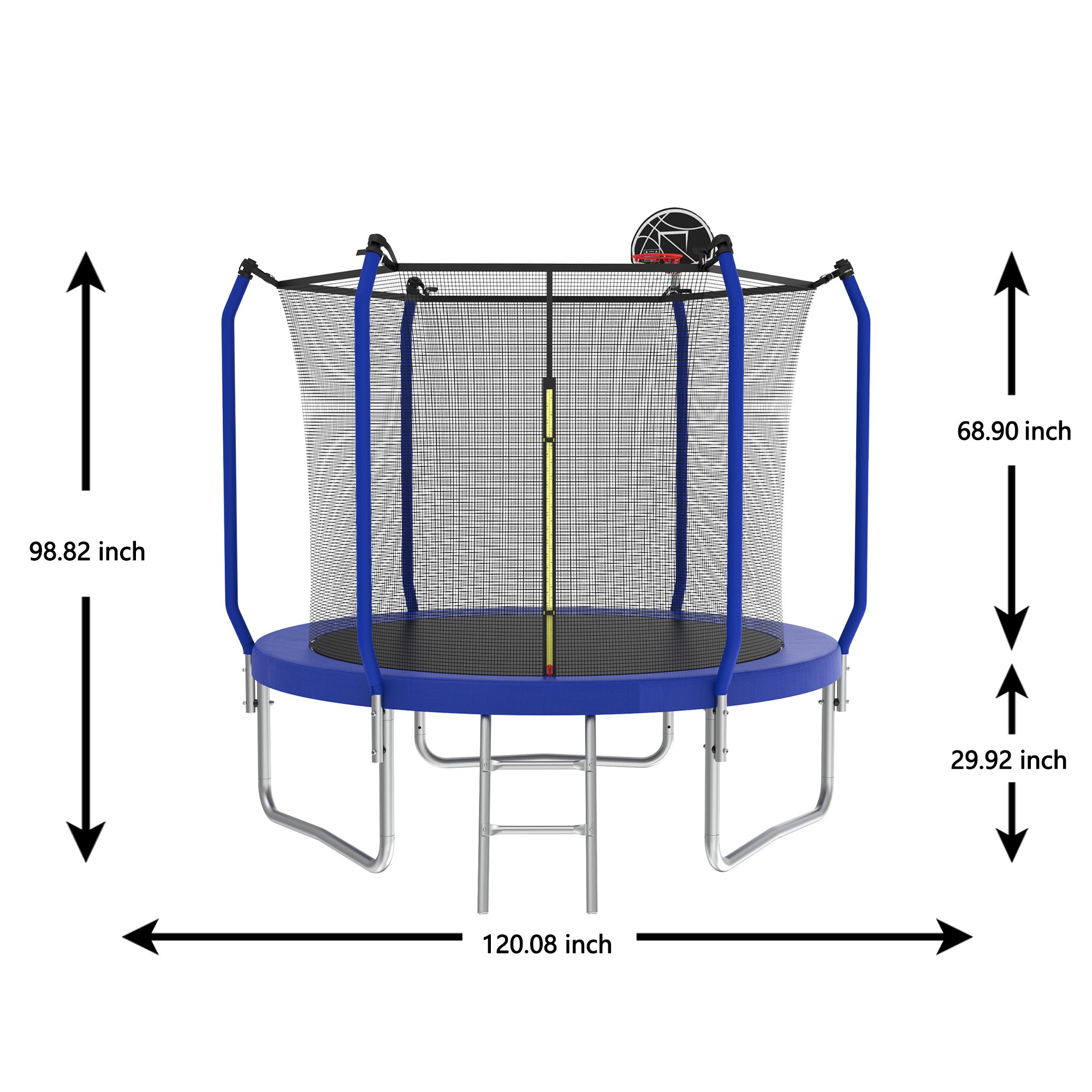 10FT Trampoline ASTM Approval Outdoor Trampoline for Kids with Basketball Hoop,  Ladder and AntiRust Coating