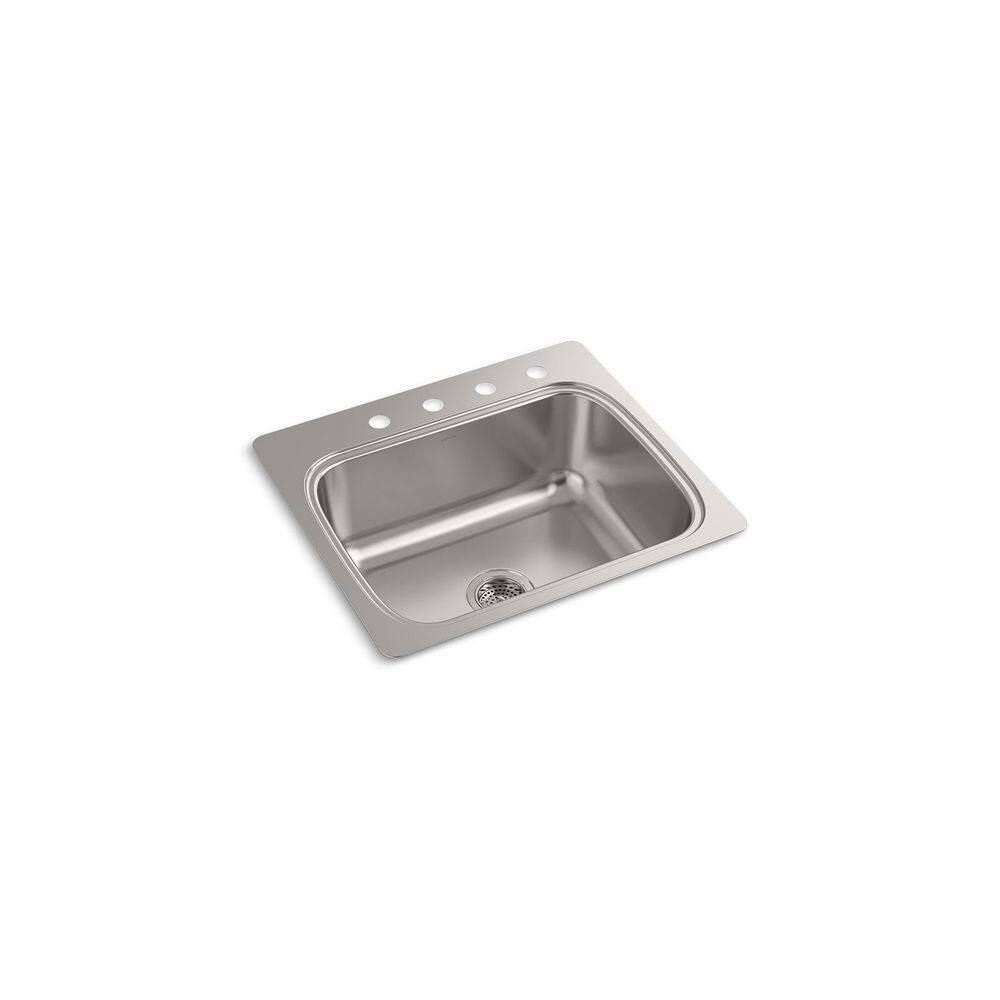 KOHLER Verse Stainless Steel 25 in. Single Bowl Drop-In Kitchen Sink K-RH28896-4-NA