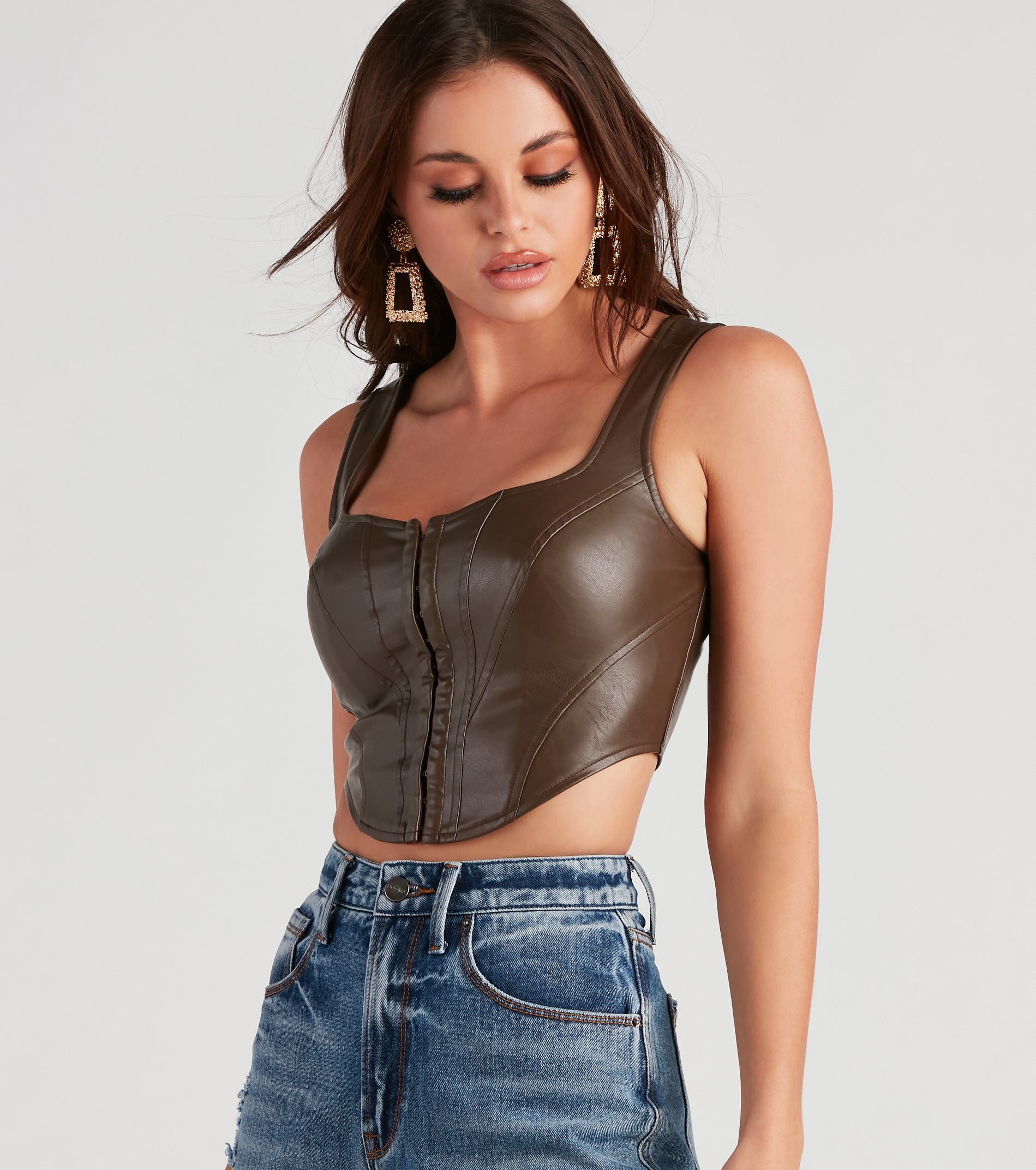 The Hook Up Faux Leather Corset Top