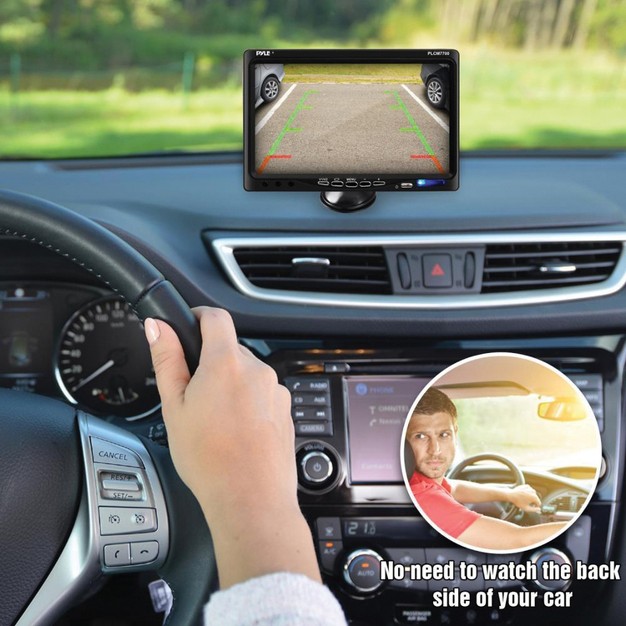 Pyle Car Backup System With 7 inch Monitor And Bracket mount Backup Camera With Distance Scale Line