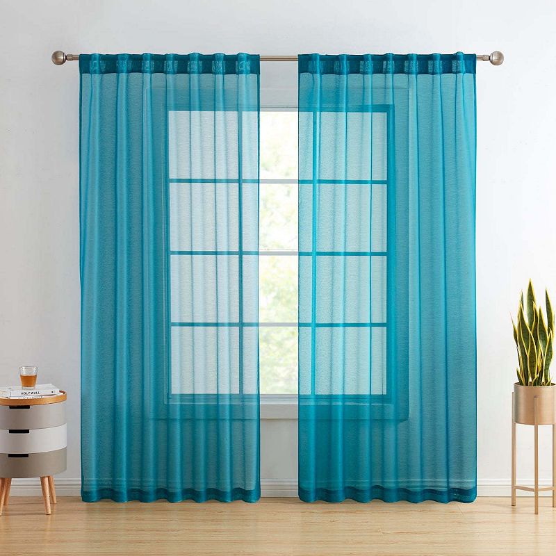 THD Scarlett Semi Sheer Pocket Top and Back Tab Lightweight Window Curtains Drapery Panels， 2 Panels